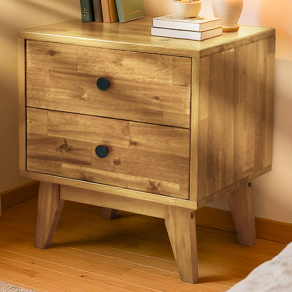 acacia silvia nightstand with 2 drawer